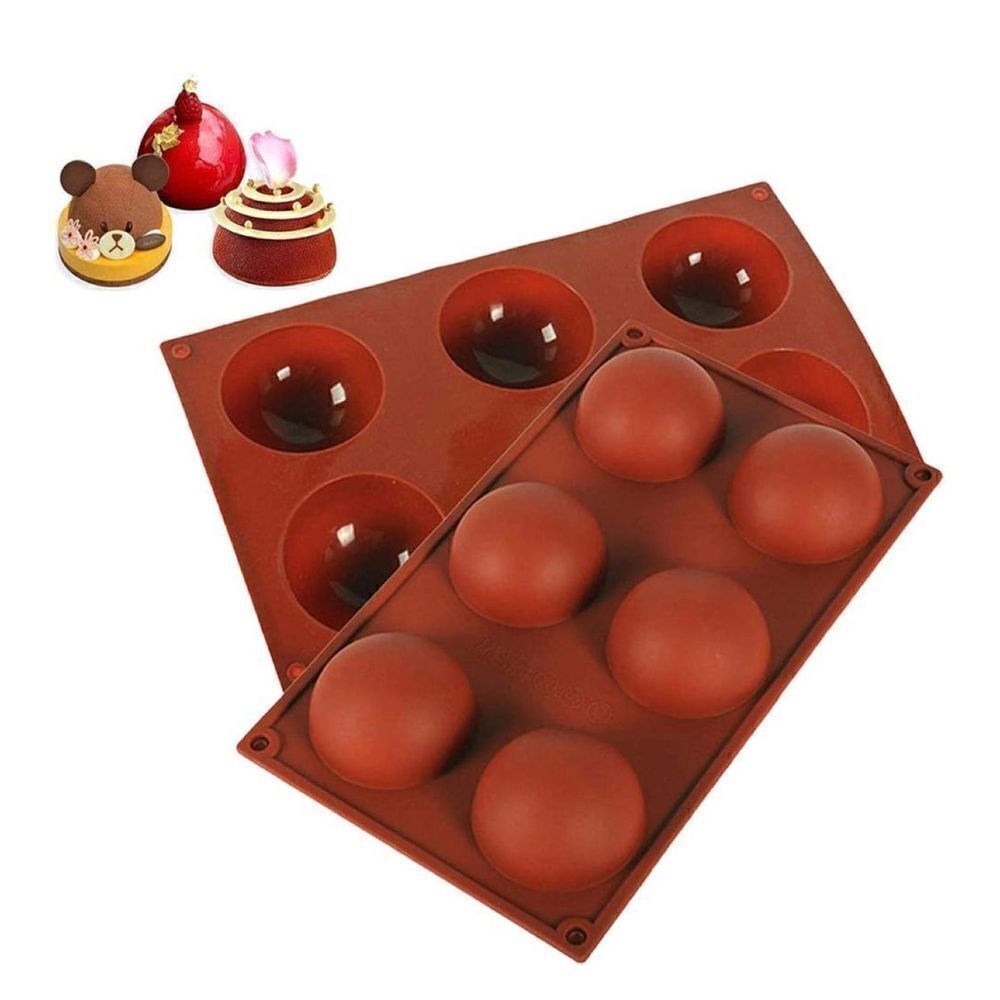 2Pack 6 Holes Silicone Mold, Round Shape Half Sphere Mold